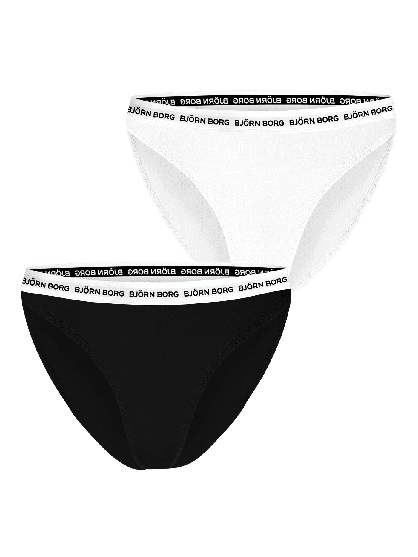Core Logo High Waist Brief 2-pack i hvid og sort bomuldsstræk med flatterende pasform og sorte logoer på linningen. - Image 3