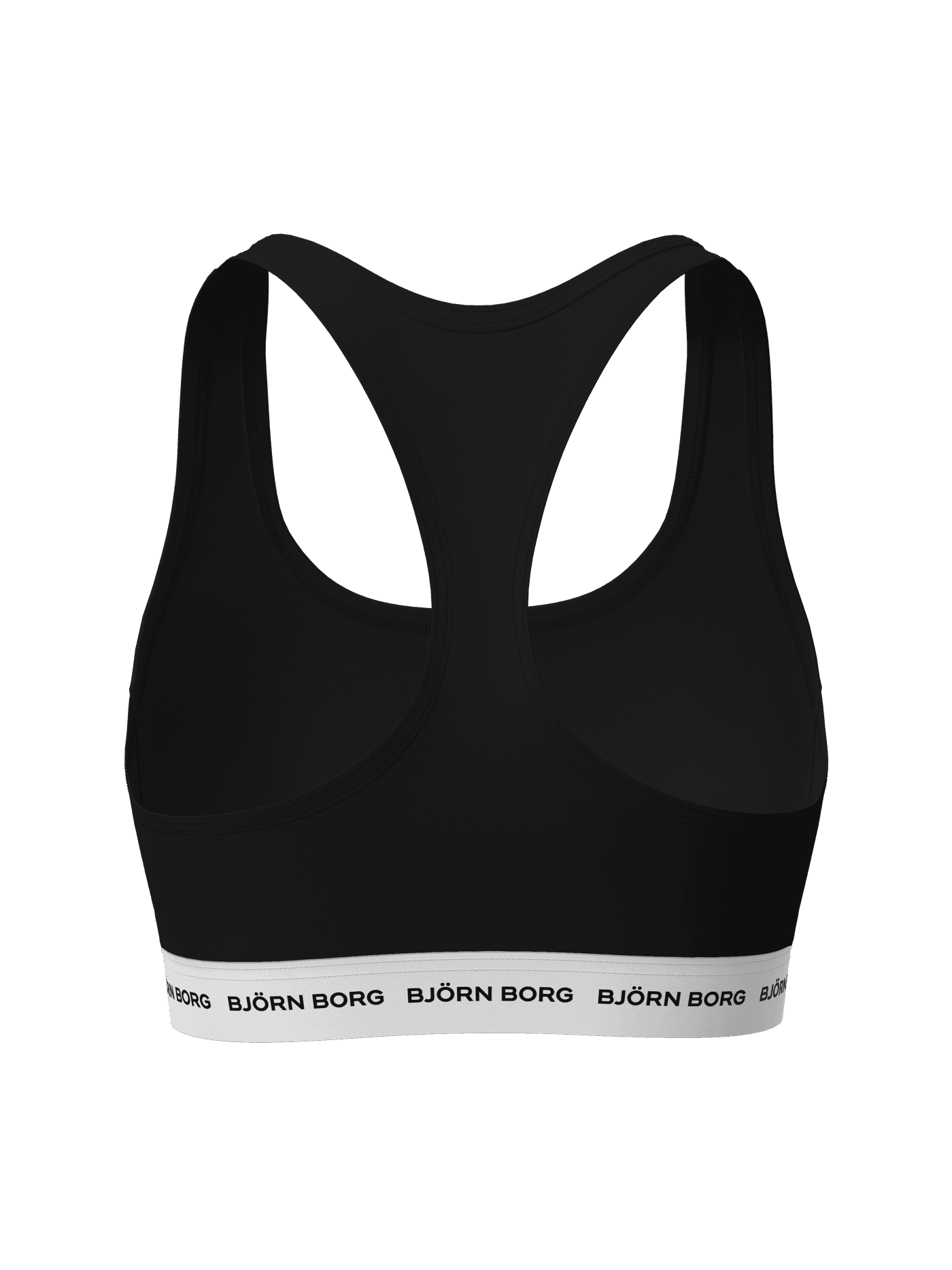 Vista posterior de Core Logo Soft Top 1-pack en negro con espalda nadadora y banda blanca con logo en suave algodón elástico. - Image 8