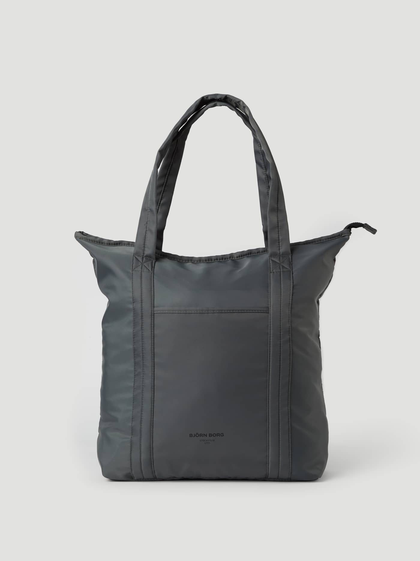 Sthlm Leisure Shopper in Olive Night (Green), a durable polyester tote bag featuring soft hand straps. - Image 1