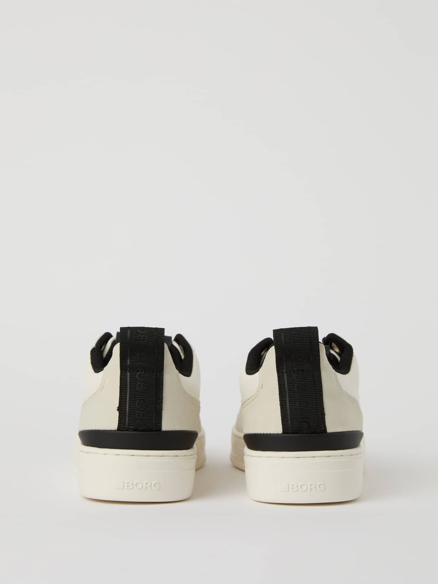 Back view of the white Björn Borg Men’s Sneakers T1055 with black logo details, providing tennis style and performance. - Image 3