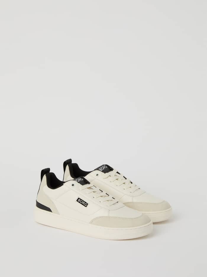 Men’s Sneakers T1055 in White featuring PU leather, grey accents, black logo details and a strong grip for tennis style. - Image 2