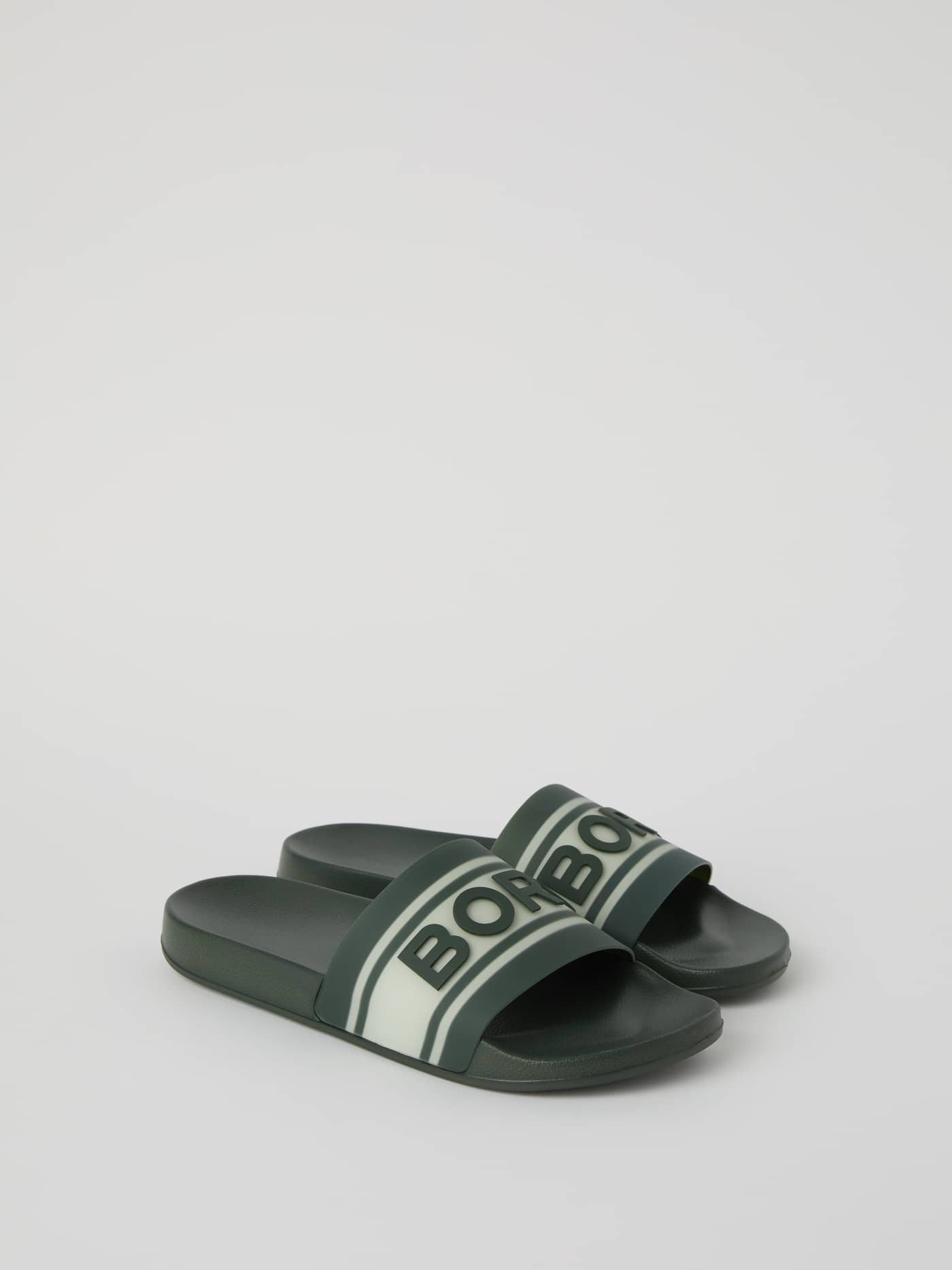 Knox Men's Molded Sandals in green featuring a green Borg logo on a white stripe and a comfortable molded footbed. - Image 1