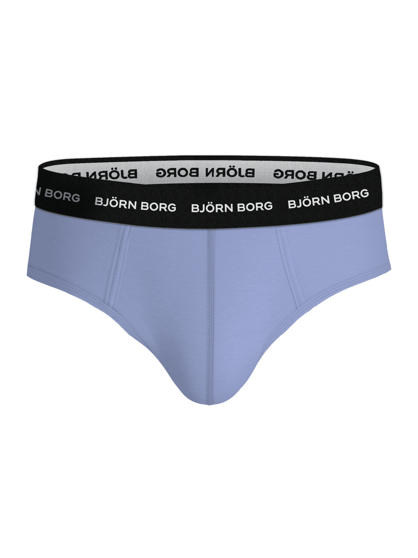 Cotton Stretch Brief 3-pack in blue featuring a black waistband with white logos and soft cotton stretch fabric. - Image 4