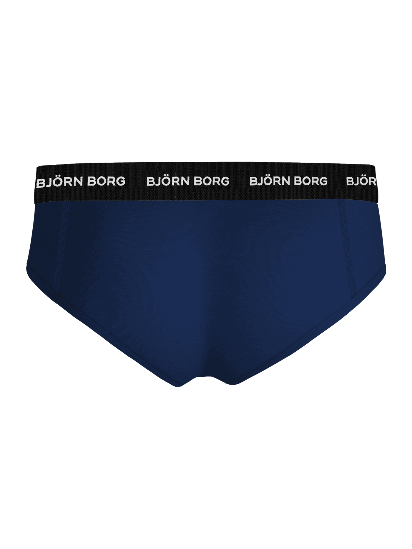 Back view of the blue Cotton Stretch Brief 3-pack in soft cotton stretch with a black microfibre logo waistband. - Image 3