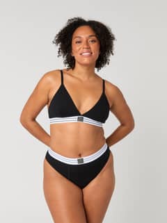 Vue de face du Core Original High Waist Brief 2-pack noir avec une taille haute et une coupe échancrée élégante. - Image 8