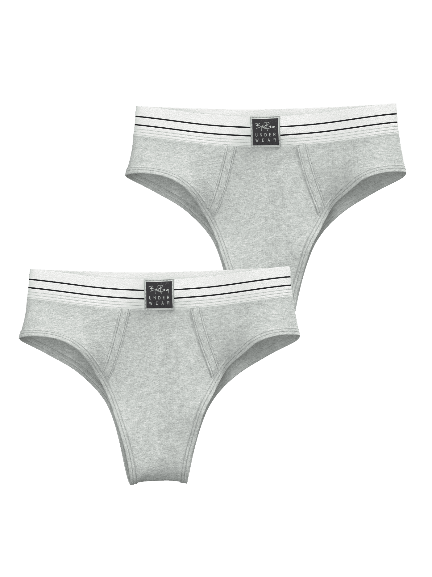 Core Original High Waist Brief 2-pack in grey, featuring organic cotton stretch, a high-waisted fit and a black logo label. - Image 13