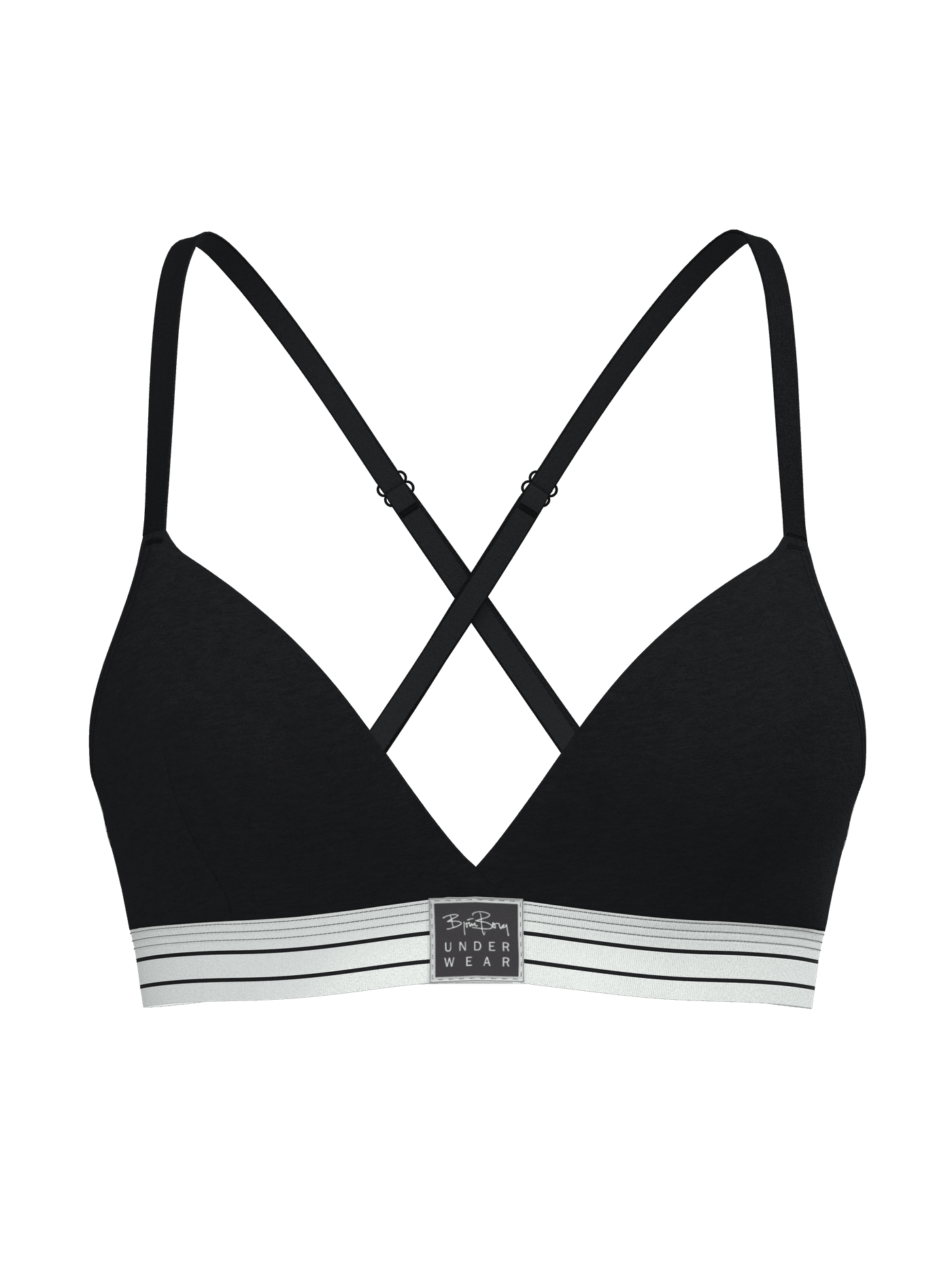 Vorderansicht des schwarzen Core Original Triangle Bra aus weichem Baumwoll-Stretch mit verstellbaren Kreuzträgern. - Image 13