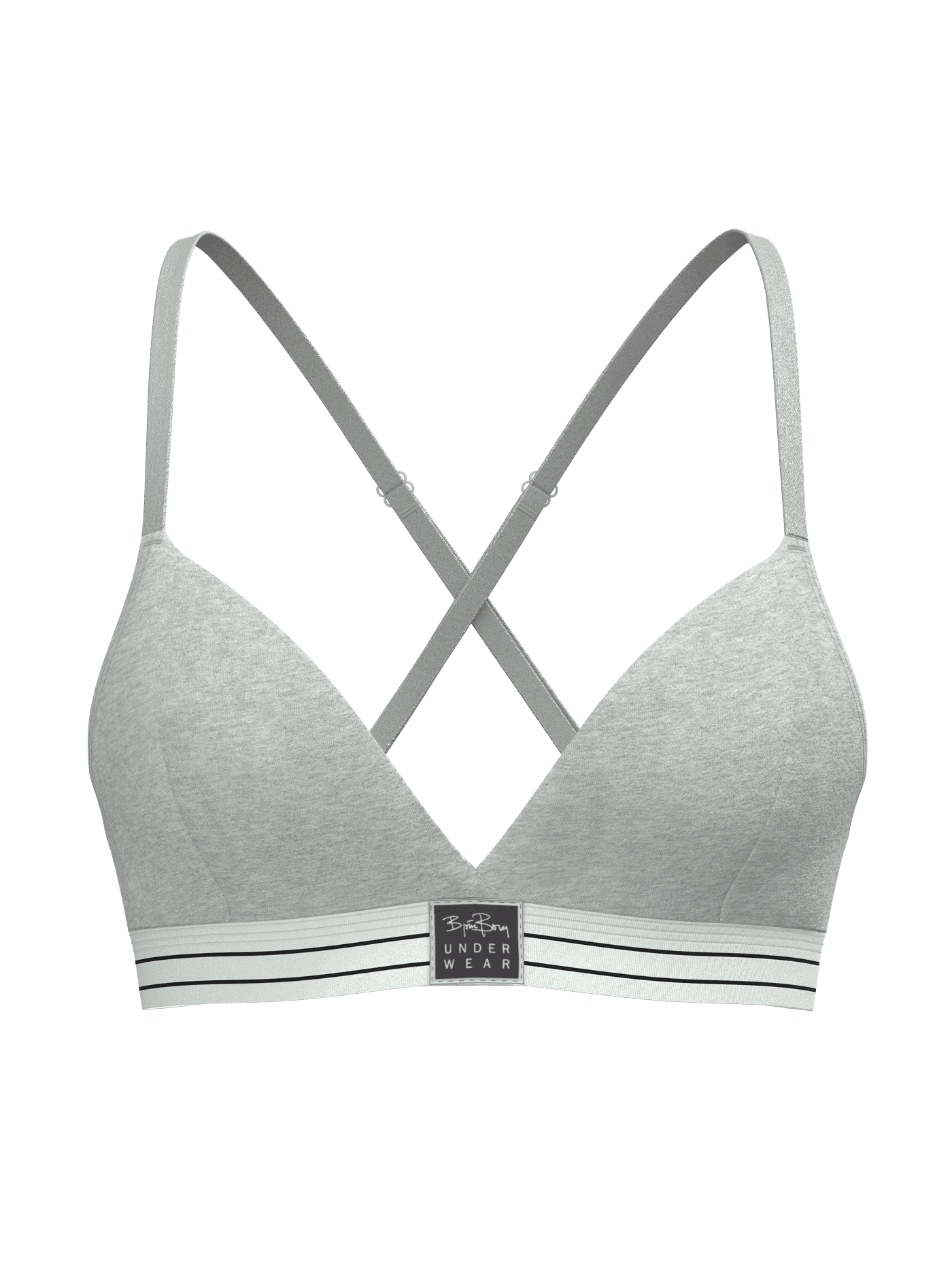 Core Original Triangle Bra in grijs met een zachte katoenen stretchpasvorm en verstelbare gekruiste rugbandjes. - Image 10
