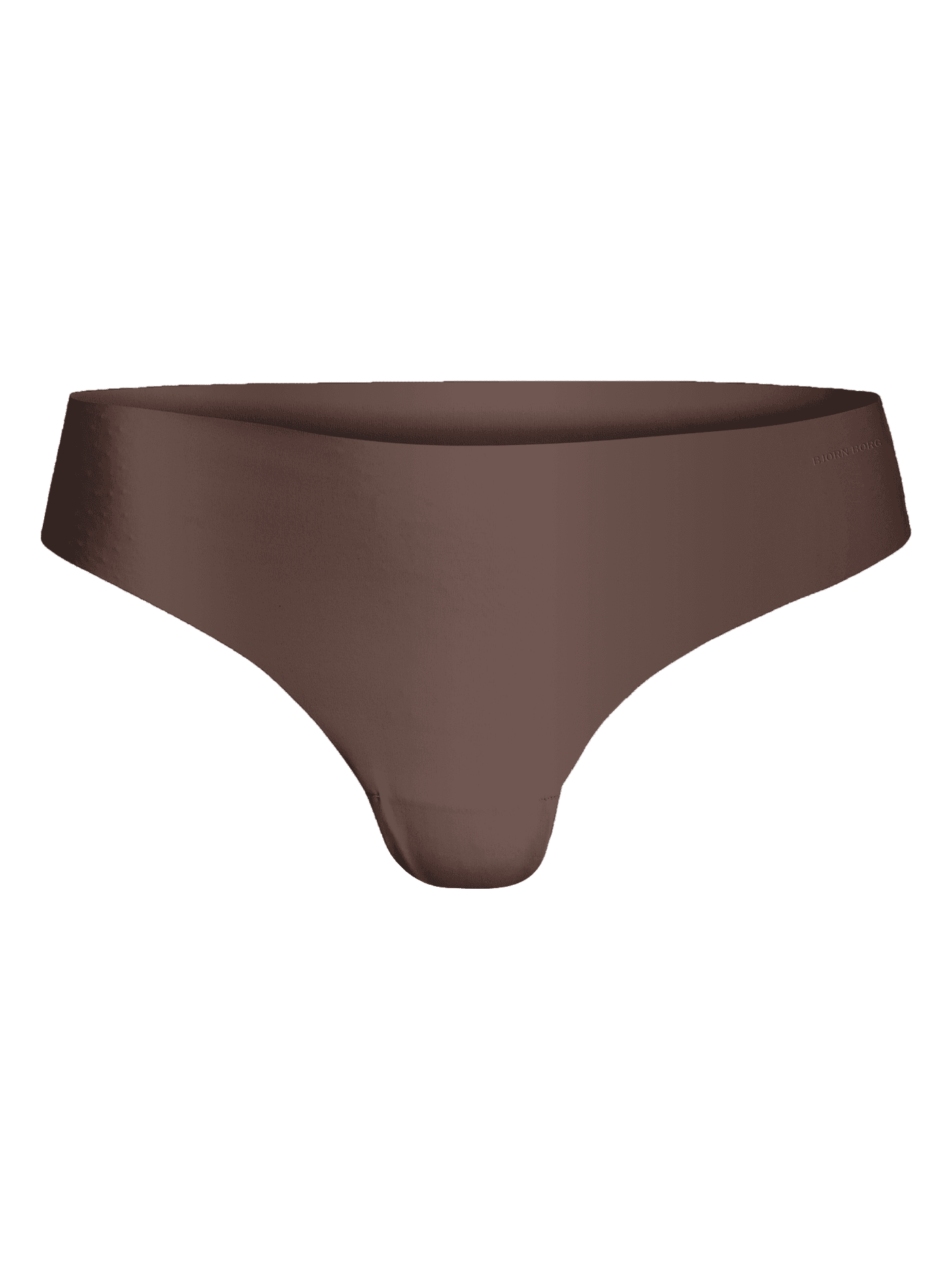 Front view of the Performance Thong 3-pack in brown microfibre with laser-cut edges for women's training. - Image 3