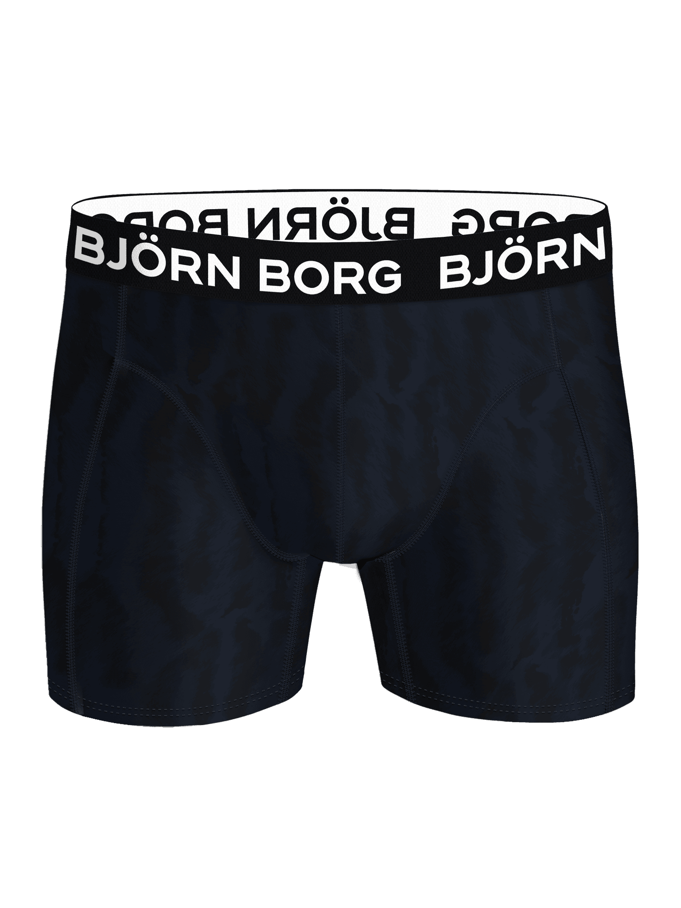 Microfiber Boxer 1-pack i blått abstrakt print i resirkulert polyesterfiber med hvit logo, sett forfra. - Image 1