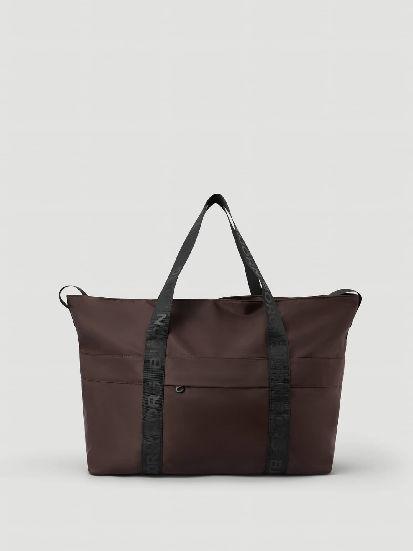 Borg Classic Tote 27L i Molé (Brun) sett forfra med svarte bærehåndtak med logo. - Image 1