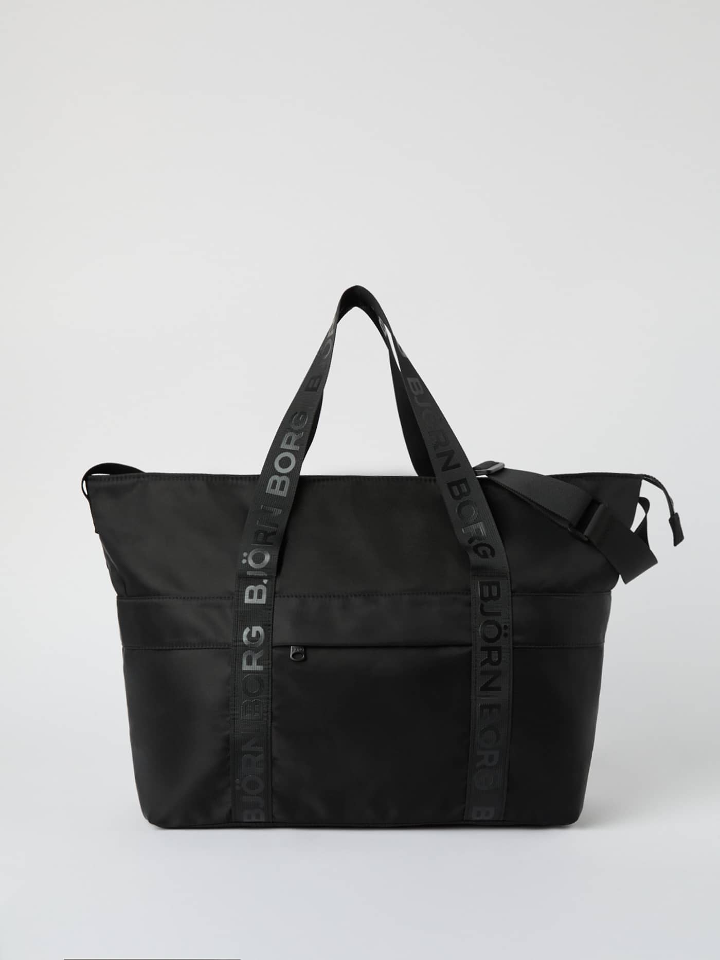 Front view of the Borg Classic Tote 27L in Black Beauty (Black) with tonal logo hand straps and a functional design. - Image 1