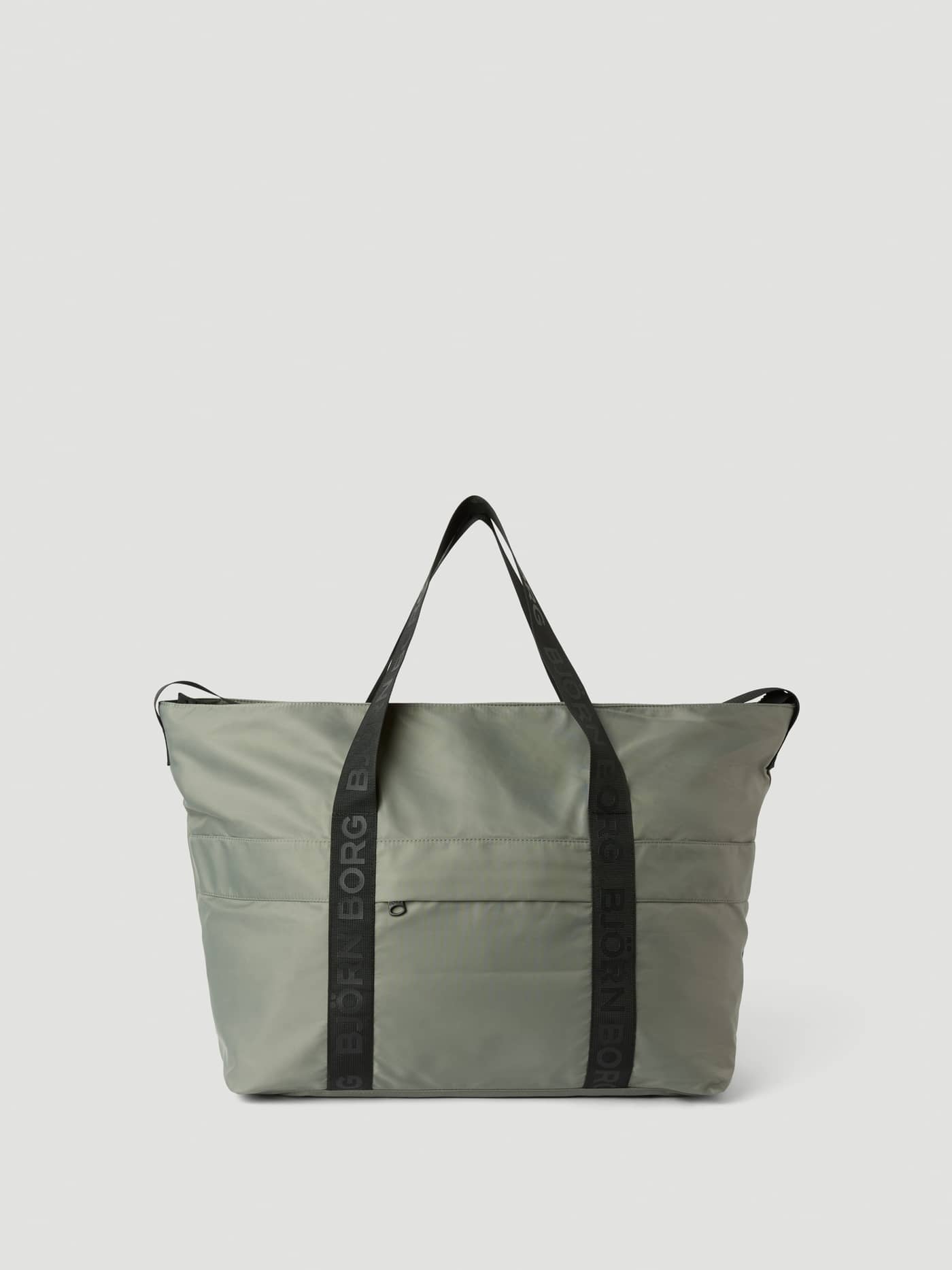 Vorderansicht der Borg Classic Tote 27L in Agave Green (Grün) aus Polyester mit schwarzen Logo-Riemen für das Training. - Image 1
