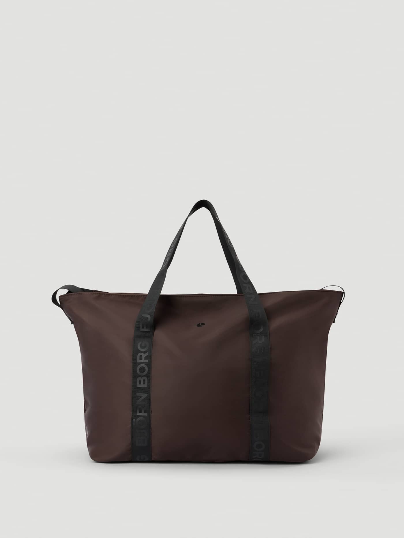 Vorderansicht der Borg Classic Tote 27L in Molé (Braun) mit schwarzen Logo-Tragegriffen für Training und Style. - Image 2