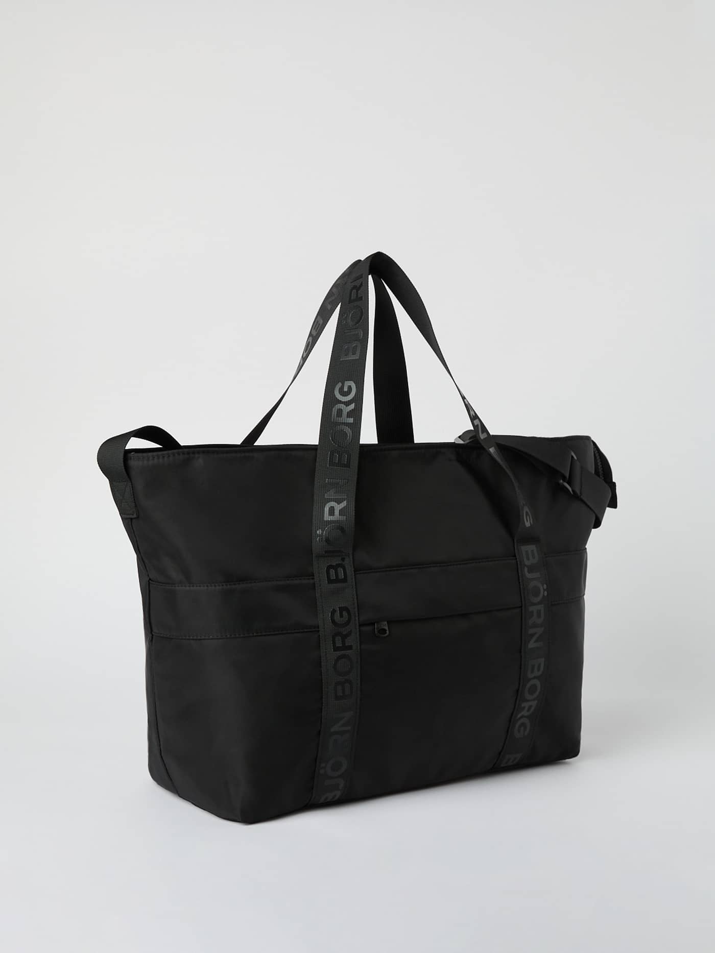 Three-quarter view of the Borg Classic Tote 27L in Black Beauty (Black) featuring signature logo straps and 27L capacity. - Image 2
