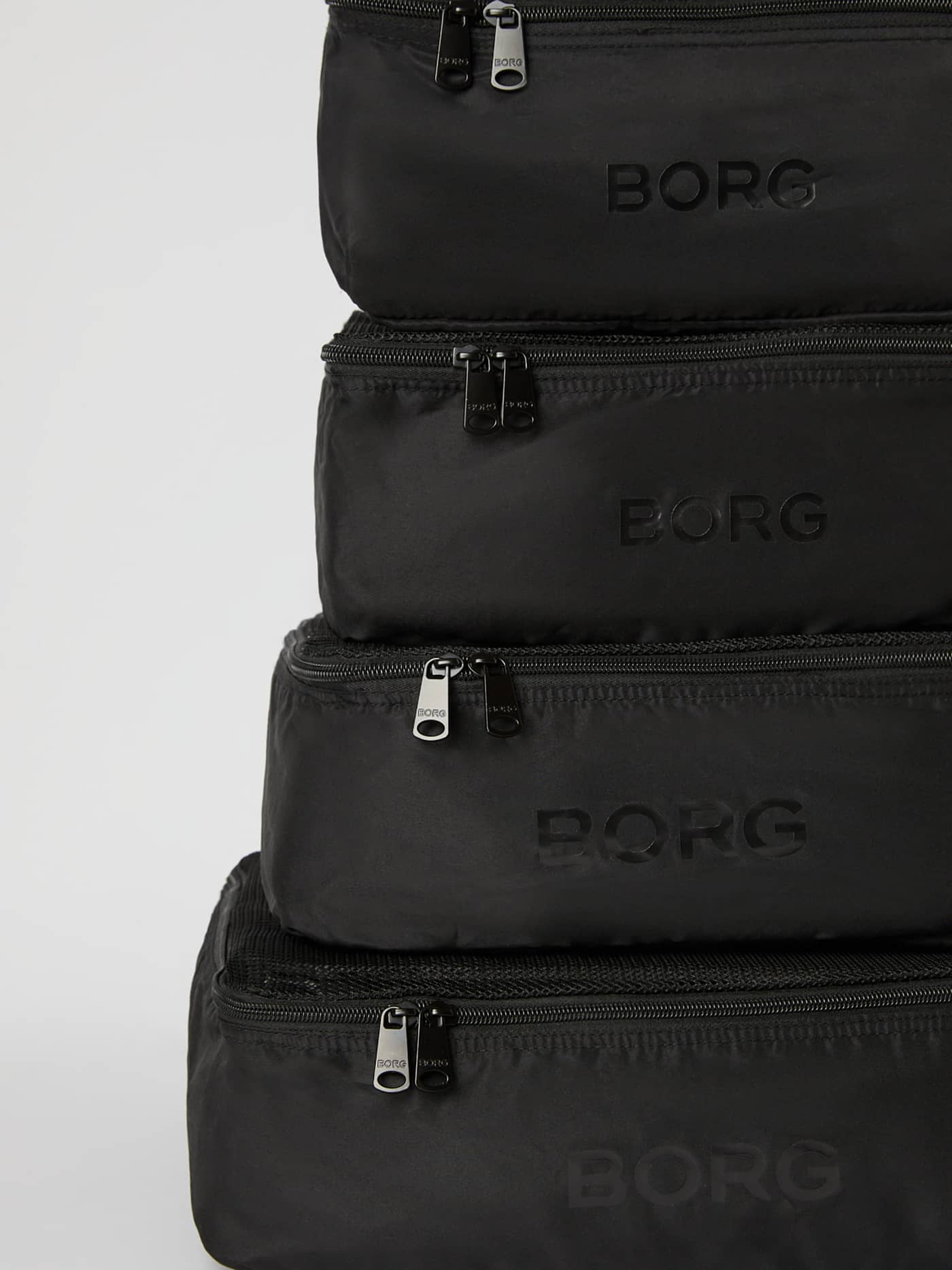 Stacked Borg Travel Garment Cases in Black Beauty (Black) featuring ventilated mesh panels and tonal BORG logos. - Image 2
