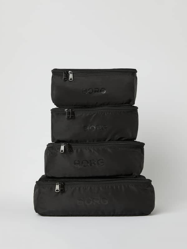 Borg Travel Garment Cases in Black Beauty (Black) set of four, featuring ventilated mesh panels and tonal BORG logos.