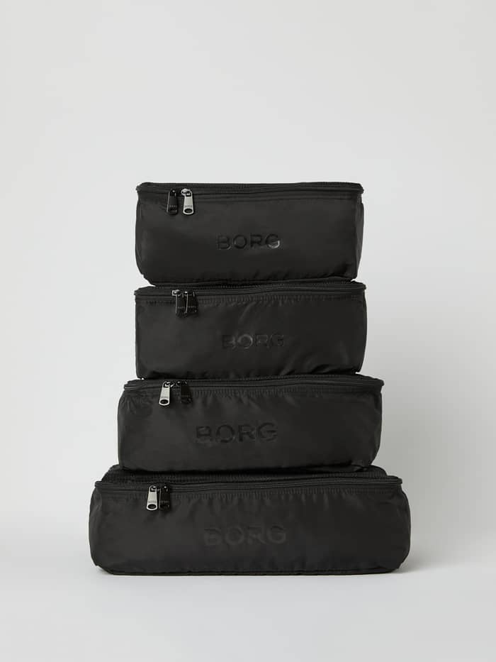 Borg Travel Garment Cases in Black Beauty (Black) set of four, featuring ventilated mesh panels and tonal BORG logos.