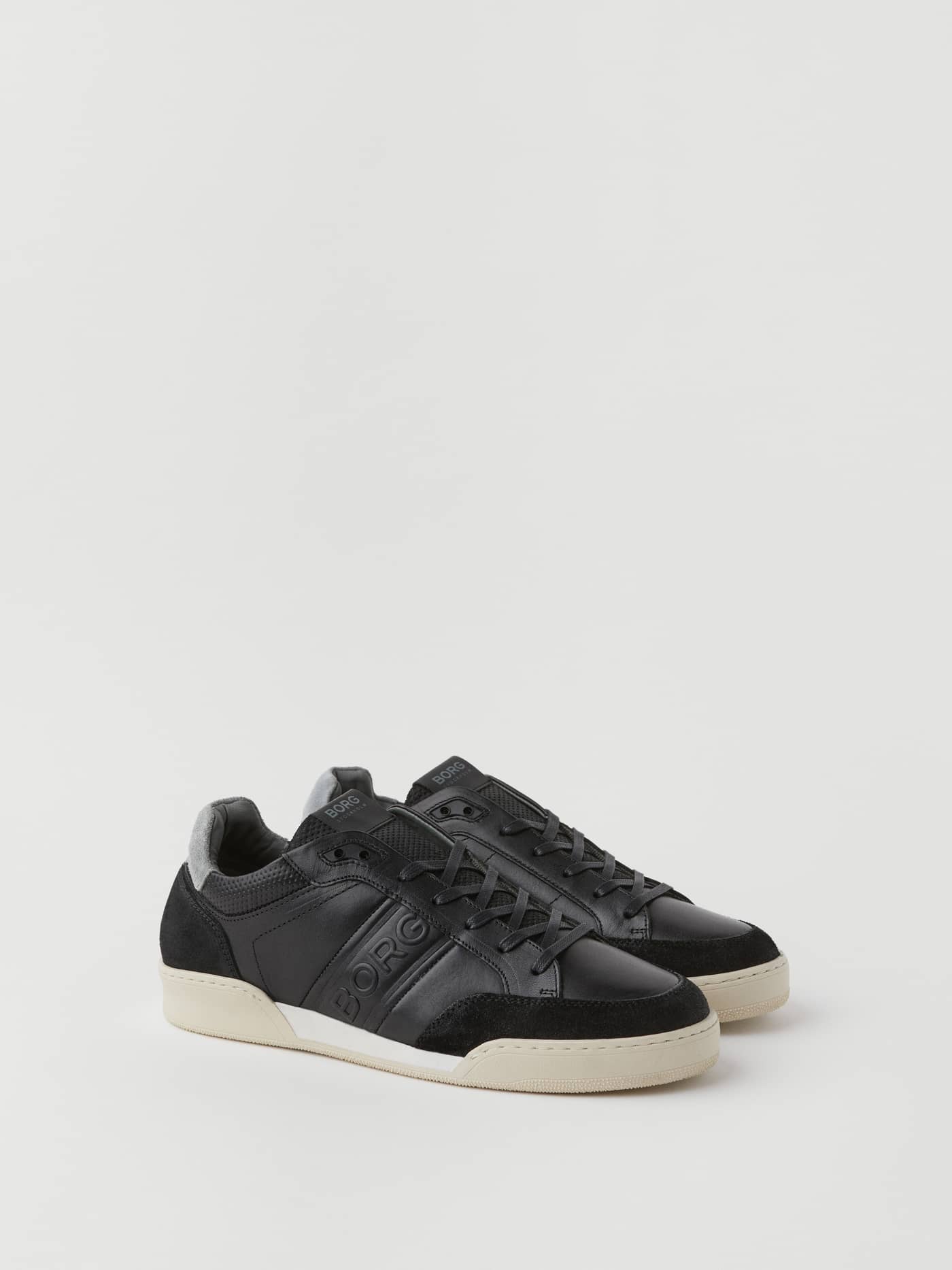 Men's Leather Sneaker Sl200 in zwart met een tennisdesign, ton-sur-ton logo en functioneel leer en suède. - Image 1