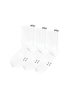 White Björn Borg Sports Socks 3-pack in breathable microfibre with a ribbed design and black Borg logo for training.