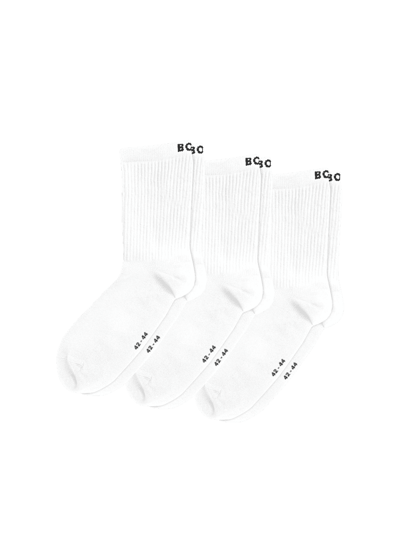 Sports Socks 3-pack in Weiß aus atmungsaktiver Mikrofaser mit geripptem Design und schwarzem Borg-Logo für das Training.