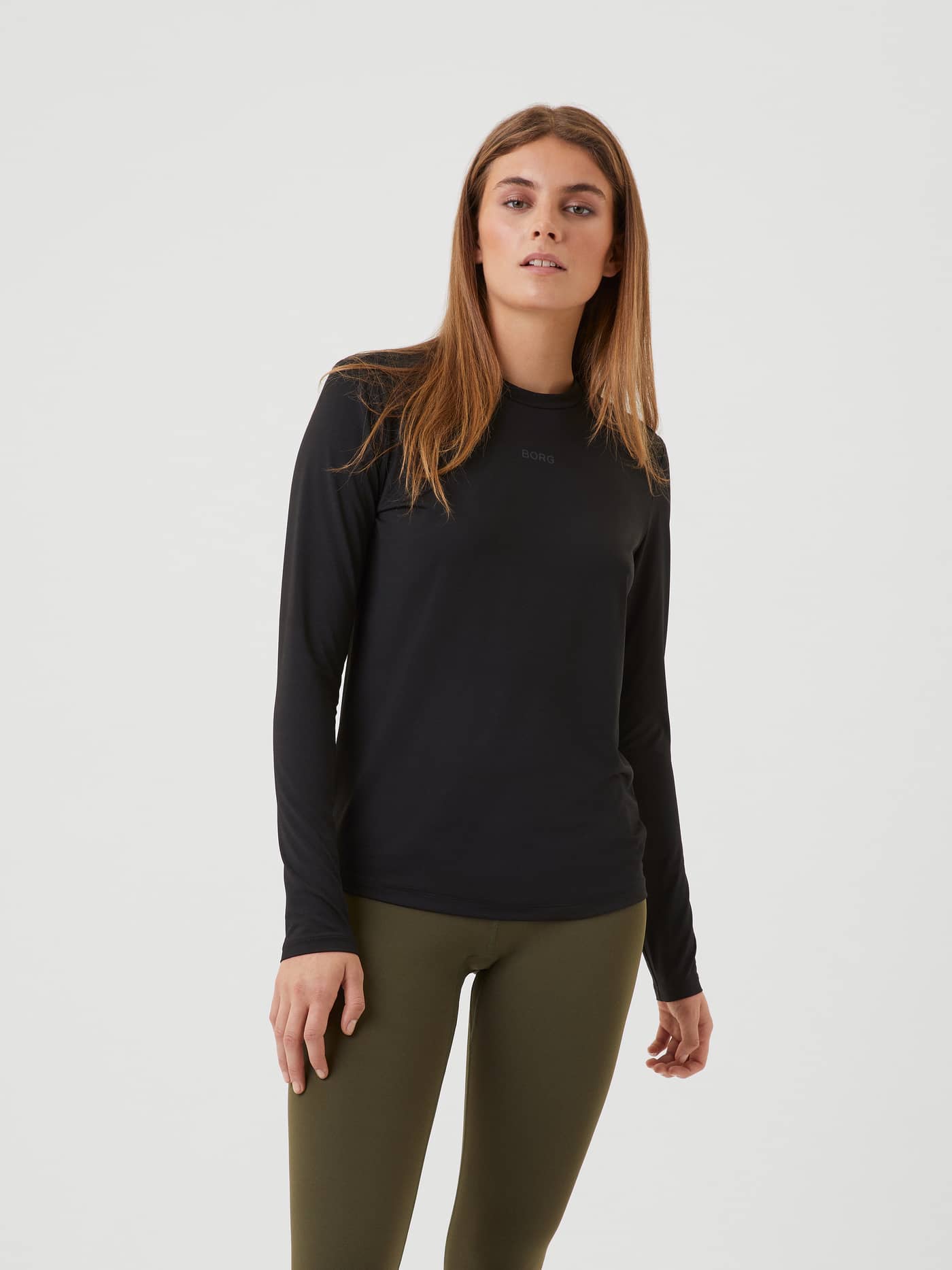 Front view of a model wearing the black Borg Long Sleeve T-shirt. - Image 1