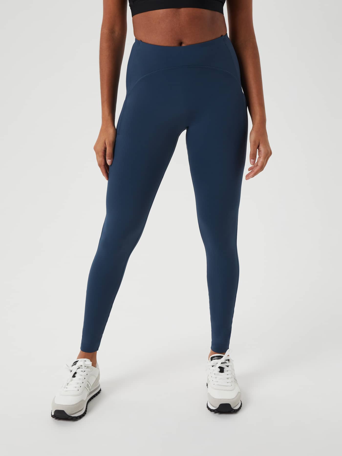Borg Reform Premium Tights in Midnight Navy (Blauw) met een slim-fit pasvorm en hoge taille voor training, vooraanzicht. - Image 3