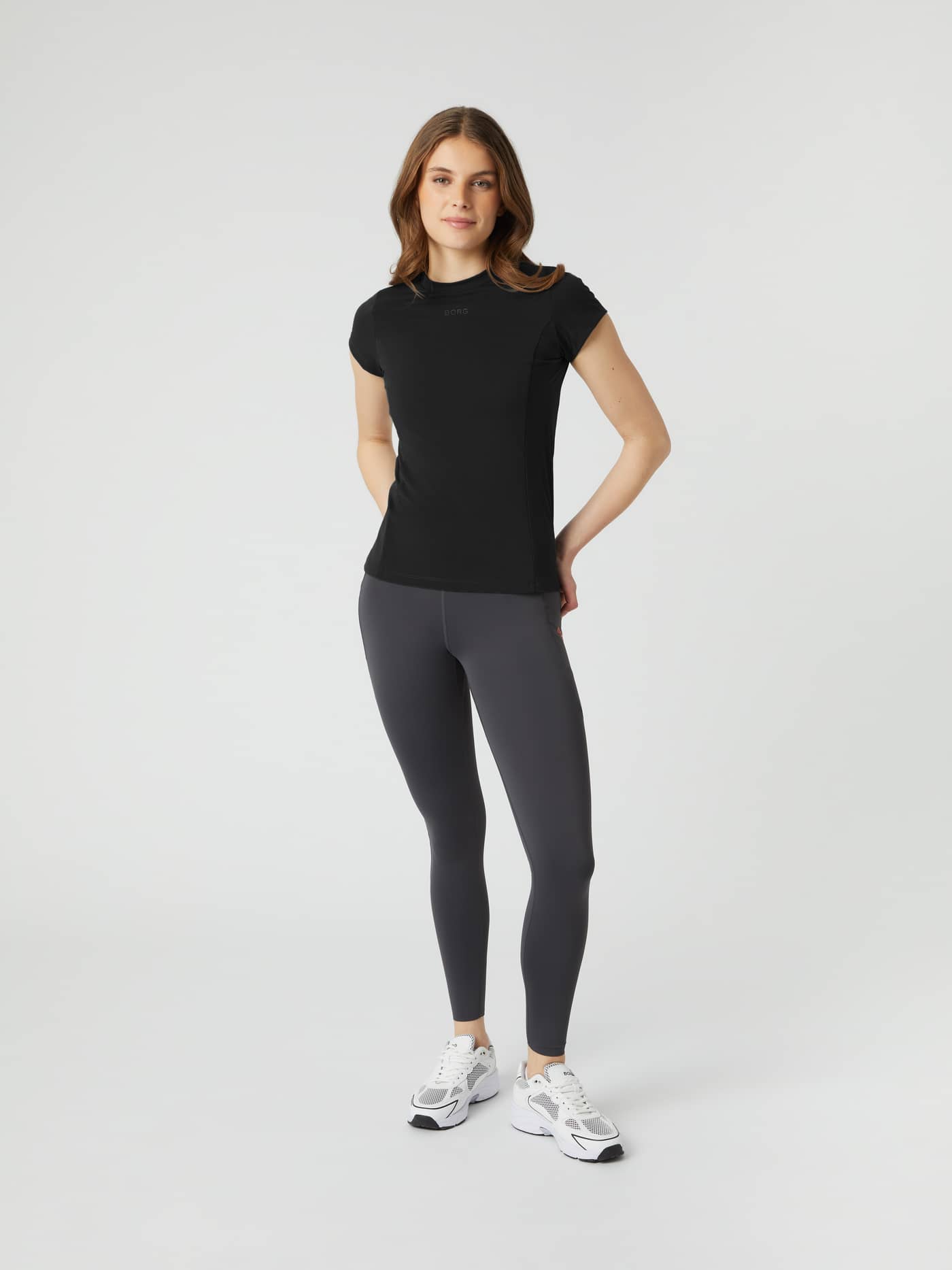 Borg Reform Premium Tights in Asphalt (Grijs) met een slim-fit pasvorm voor training, getoond in volledig vooraanzicht. - Image 2