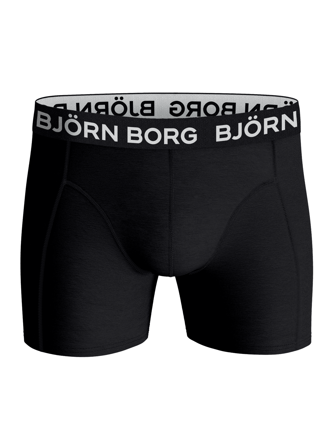Front view of the stylish Cotton Stretch Boxer 5-pack in black, a functional cotton stretch boxer brief with a white logo. - Image 5