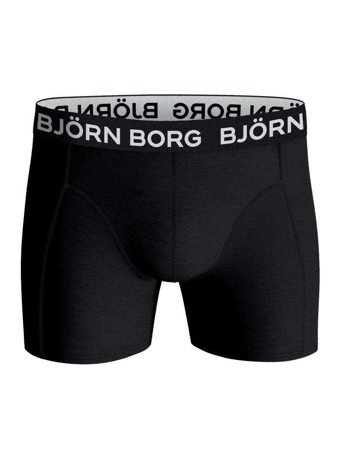 Vue de face du Cotton Stretch Boxer 5-pack noir en coton extensible fonctionnel avec un logo blanc. - Image 5