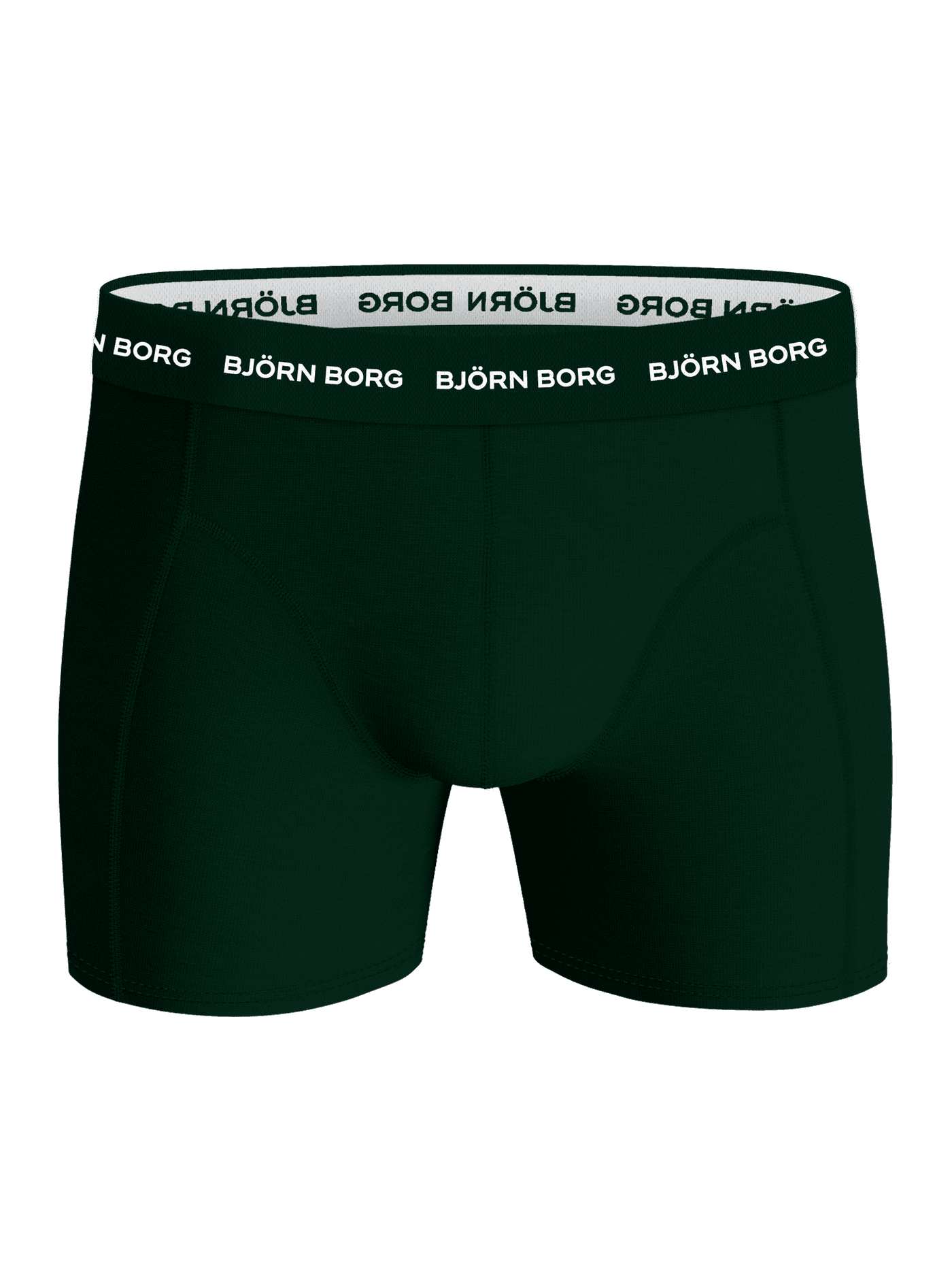 Front view of the Cotton Stretch Boxer 5-pack in Green, with a white logo on the soft waistband of functional boxer briefs. - Image 5