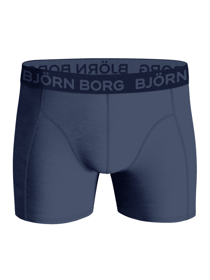Vue de face du Cotton Stretch Boxer 3-pack bleu en coton avec ceinture en microfibre, logo gris et coupe fonctionnelle. - Image 4