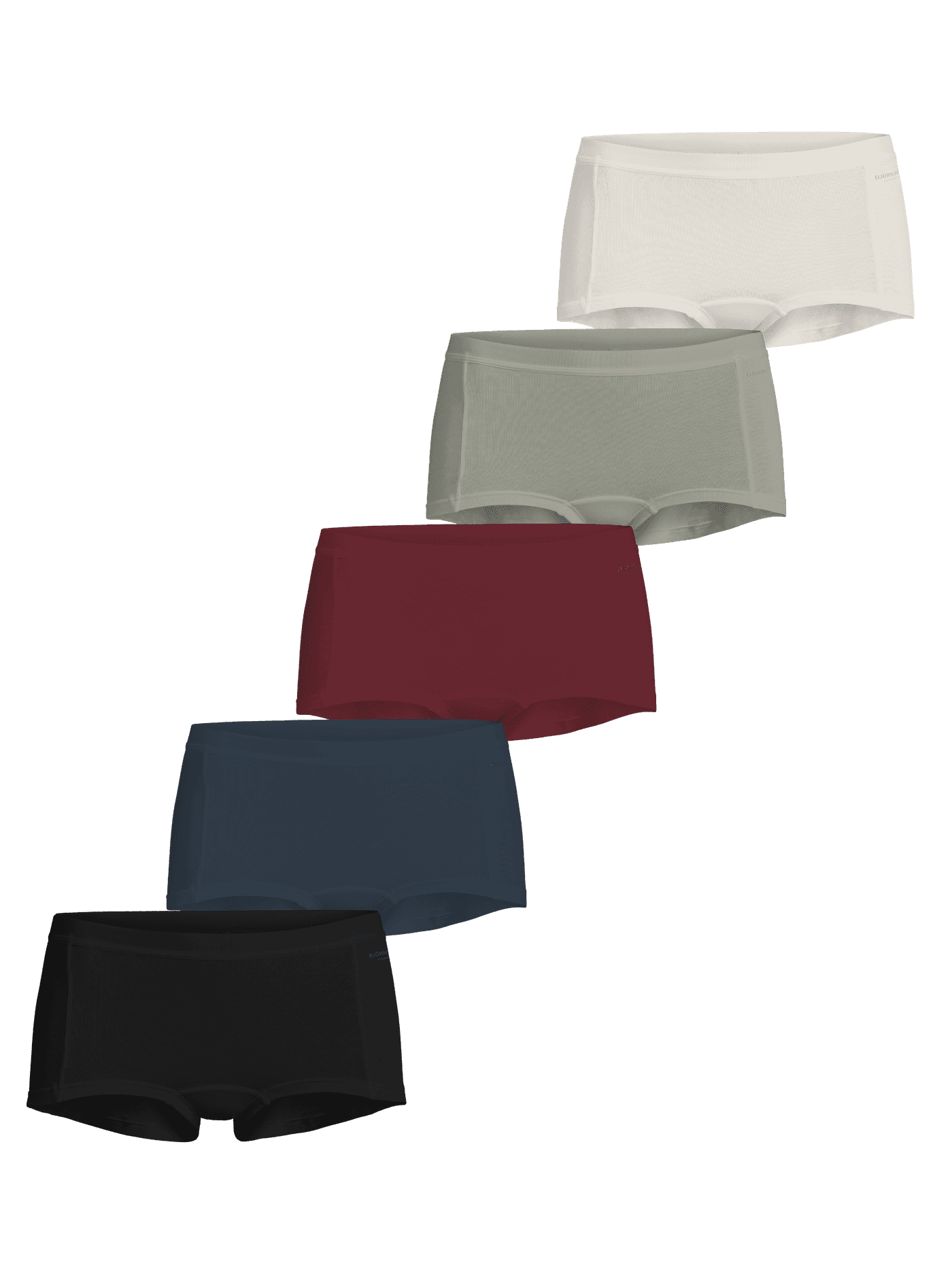 Minishorts 5-pack in zwart, groen, marineblauw, rood en wit van zacht katoen stretch met een comfortabele mid-rise fit. - Image 1