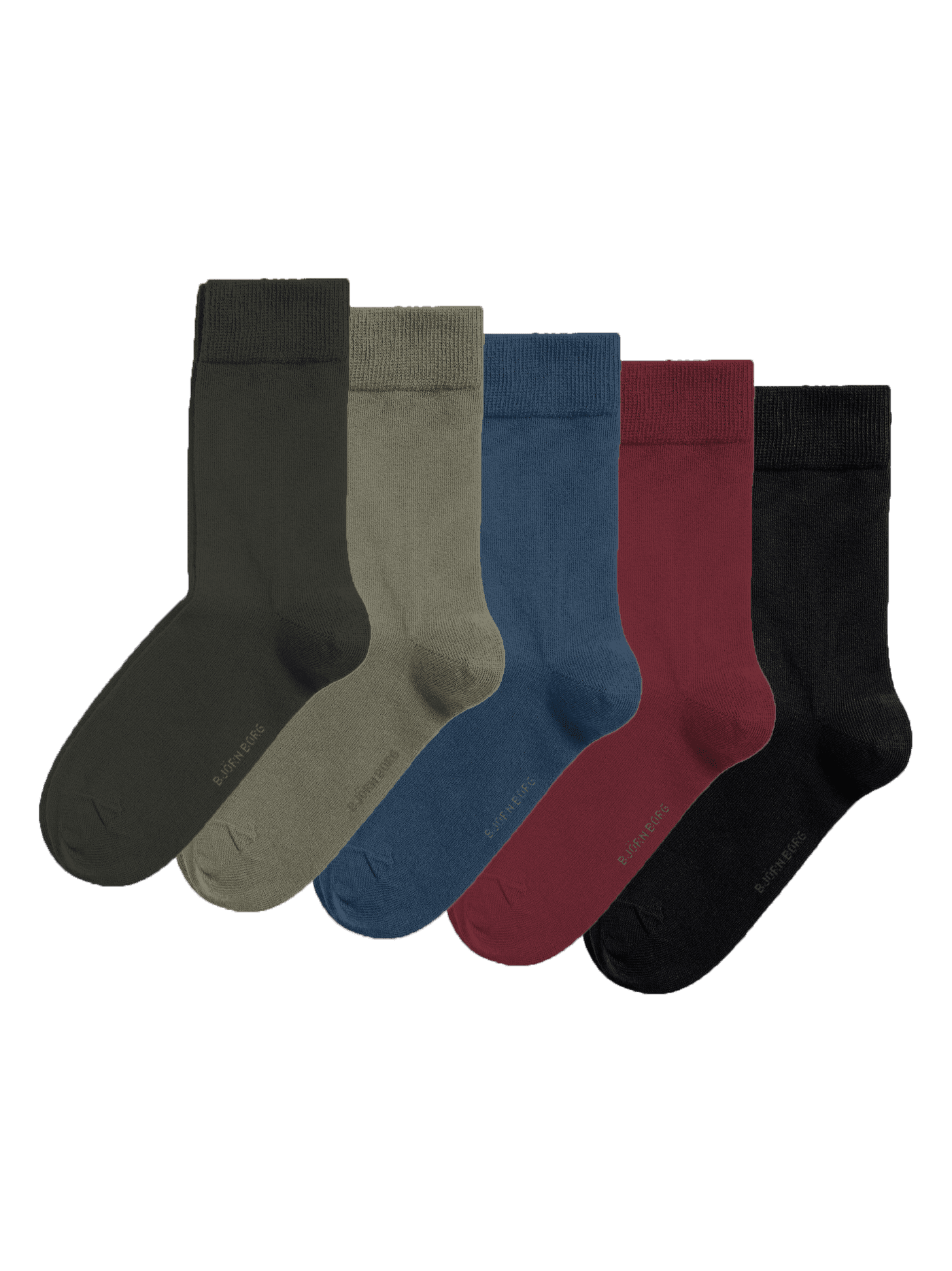 Essential Socks 5-pack in zwart, blauw, groen, grijs en rood van een zachte fijn gebreide katoenmix. - Image 1