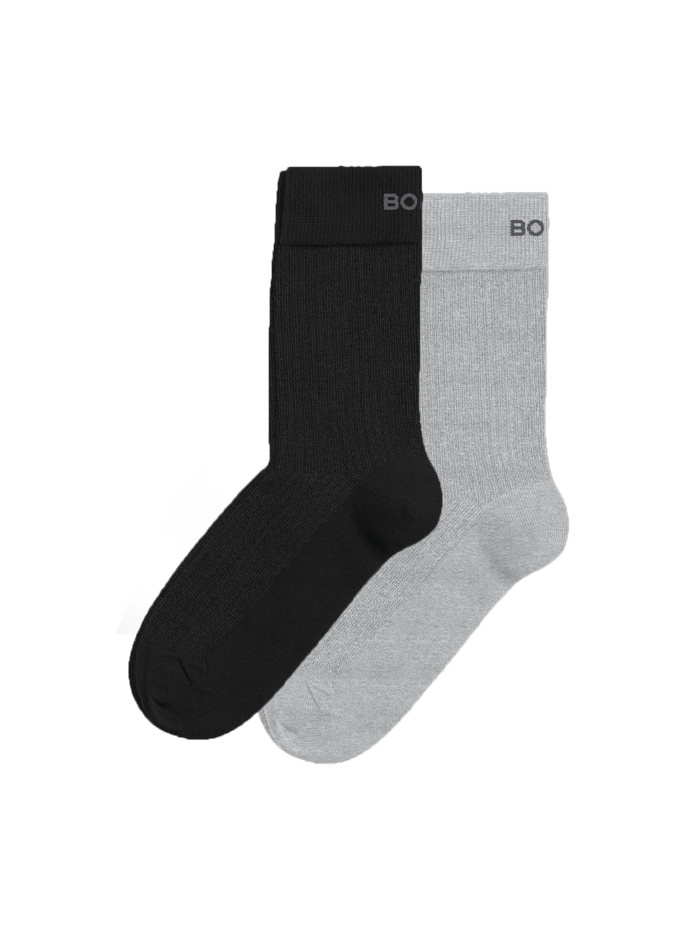 Core Rib Socks 2-pack i marinblått och gråmelerat med ribbad ovansida och Borg-logotyp i mjuk ekologisk bomullsblandning. - Image 1
