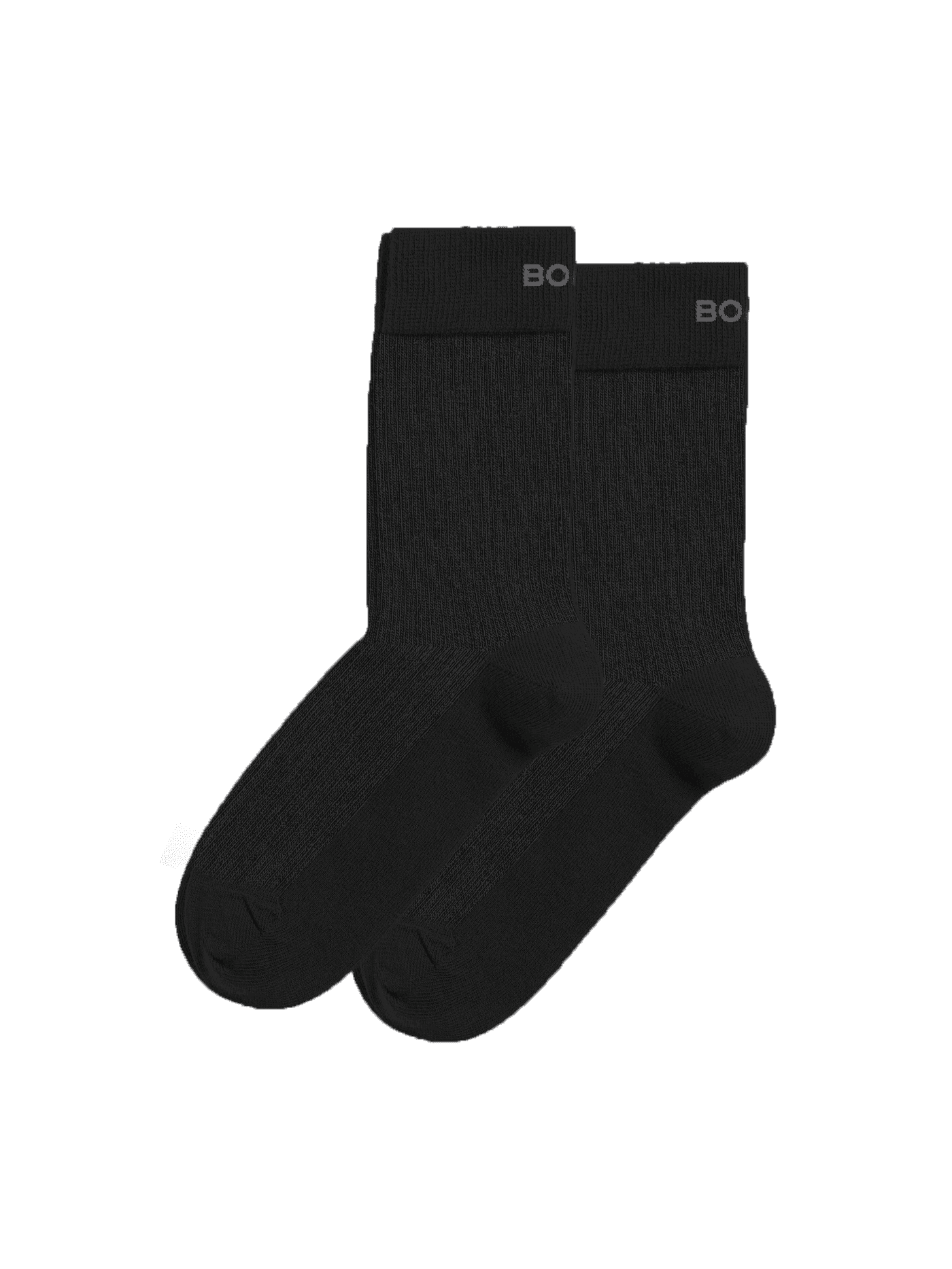 Björn Borg Core Rib Socks 2-pack in black organic cotton blend, featuring a ribbed top and a grey logo. - Image 1