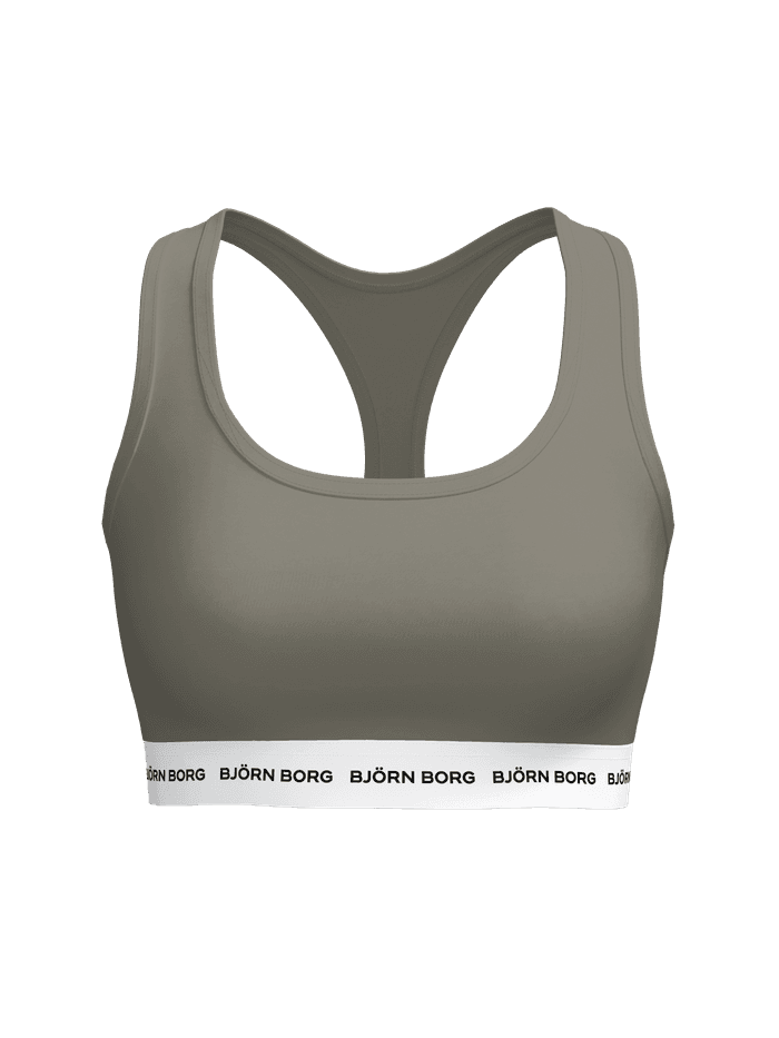 Core Logo Soft Top 1-pack in Vetiver (Groen) met een racerback-pasvorm van zacht katoen en witte logoband, vooraanzicht. - Image 2