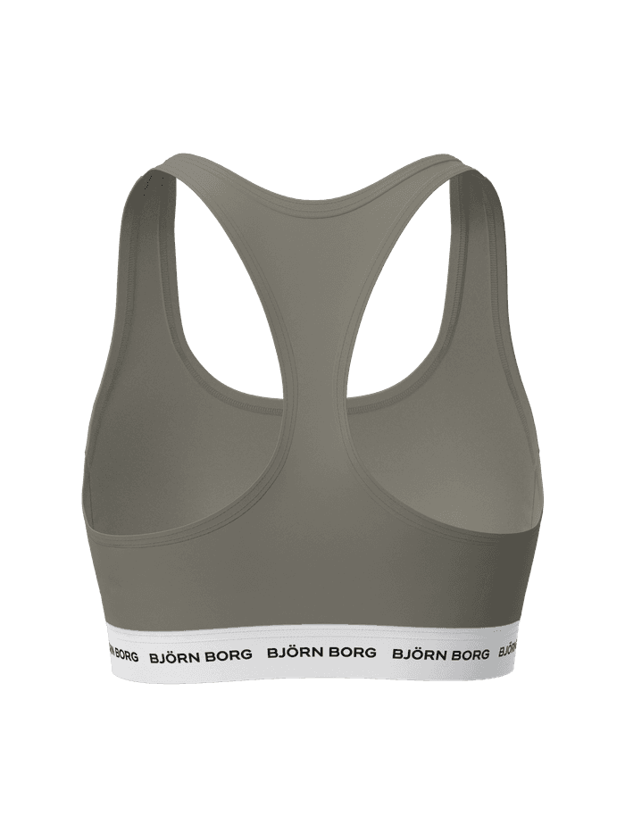 Core Logo Soft Top 1-pack in Vetiver (Groen) met een racerback en wit merkelastiek, achteraanzicht. - Image 3
