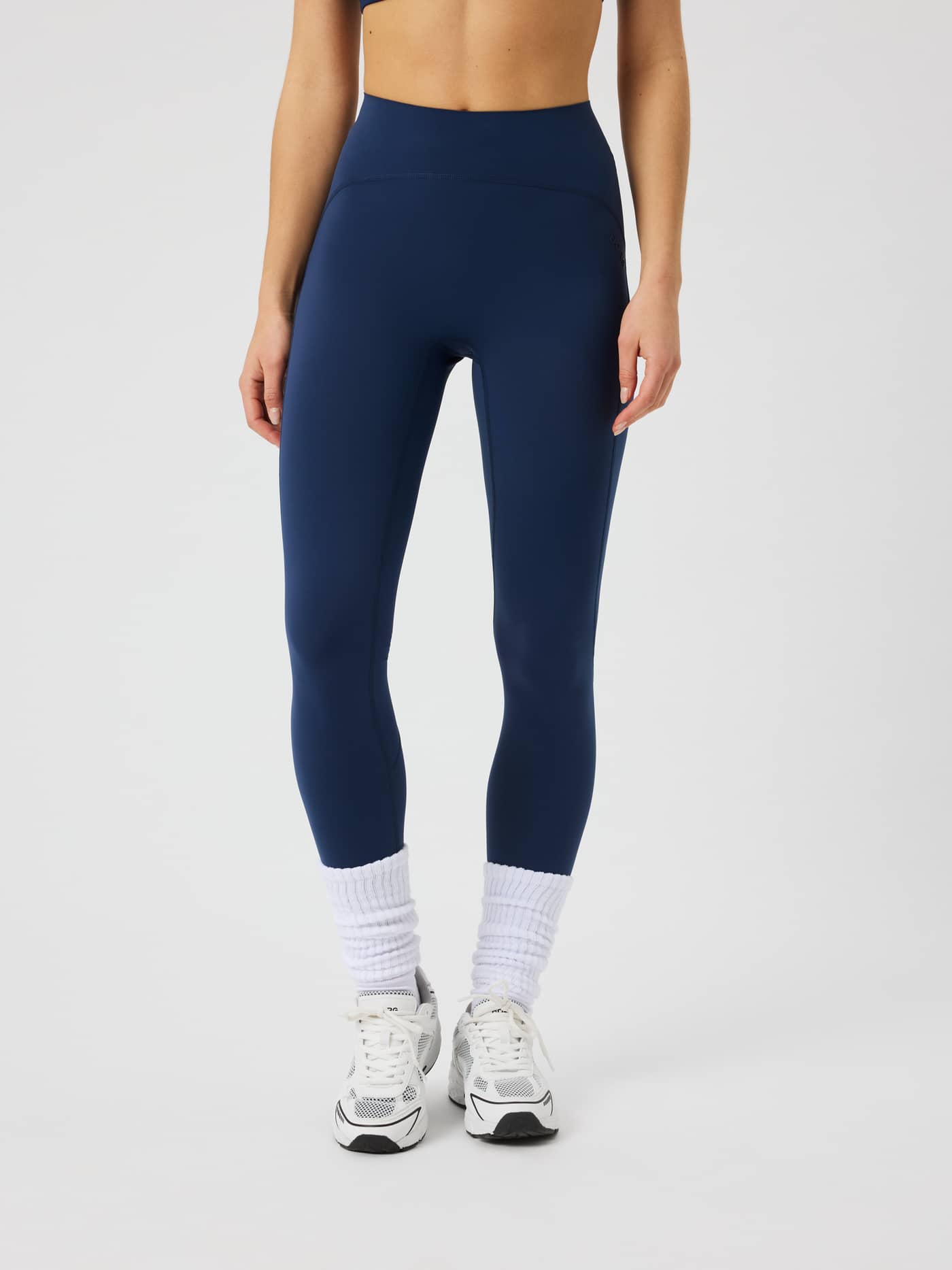 Front view of the Borg Sleek Tights in Dress Blues (Blue) for training. - Image 2