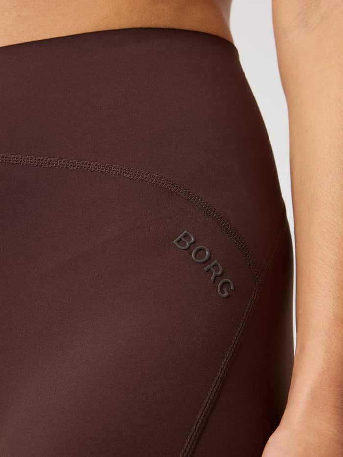 Borg Sleek Tights in Coffee Bean (Braun) mit tonalem BORG-Logo aus hochwertigem Material für das Training. - Image 5