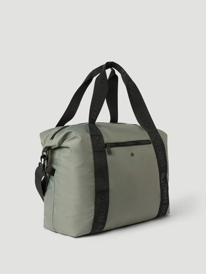 Agave Green (Green) Borg Classic Sports Bag 28L featuring black branded straps and a zippered pocket for training gear.