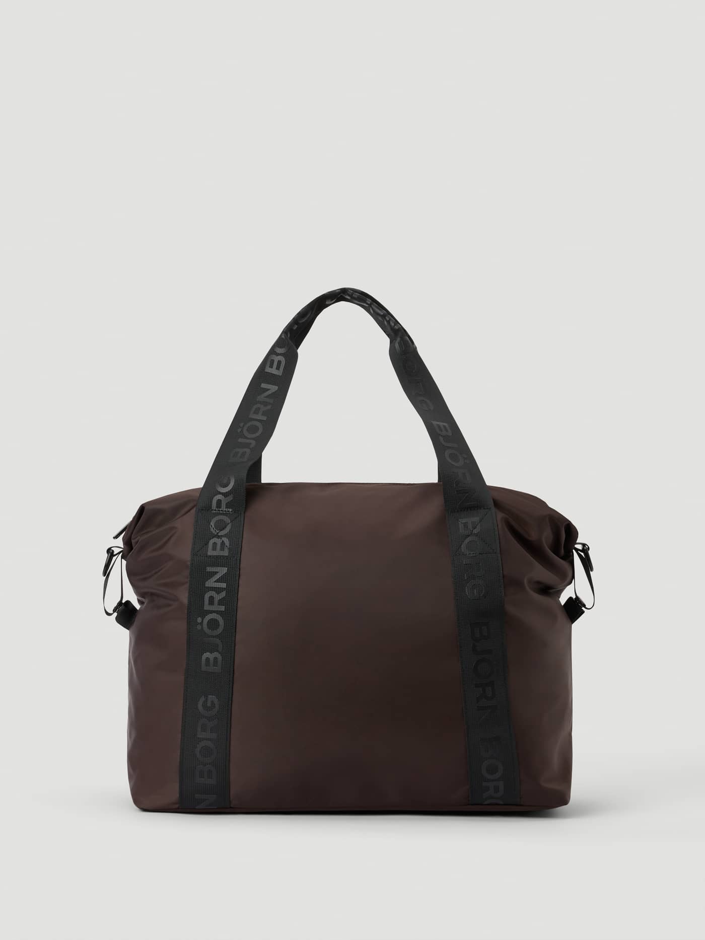 Borg Classic Sports Bag 28L in Molé (Bruin) van gerecycled polyester met zwarte handbanden met merknaam. - Image 1
