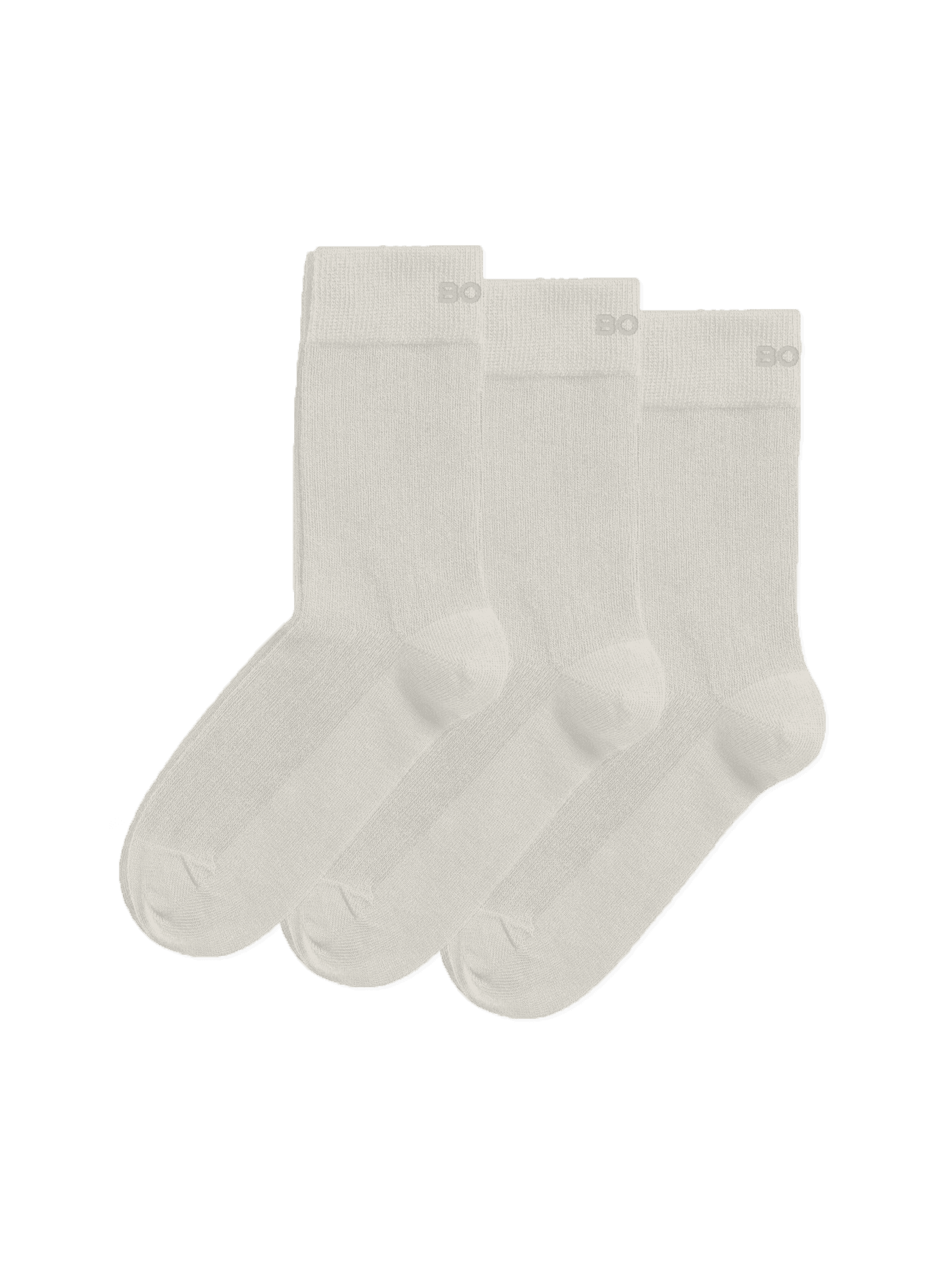 Three white Björn Borg Core Rib Socks 3-pack featuring a light grey logo, ribbed ankles, and soft-knit cotton blend. - Image 1