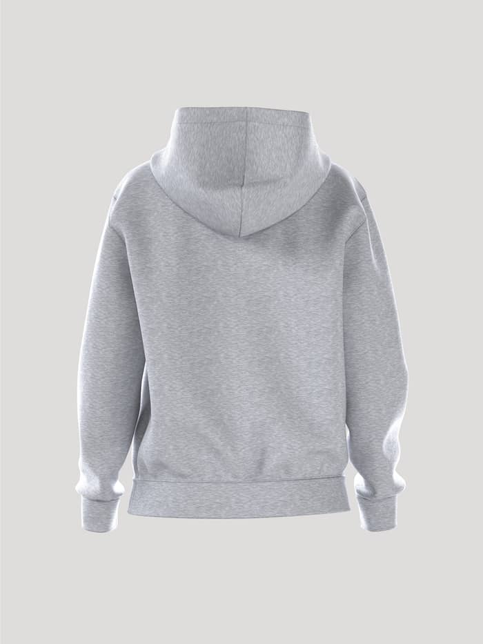 Borg Essential 1 Hoodie i Light Grey Melange (Grå) set bagfra med en løs pasform til kvinder. - Image 2