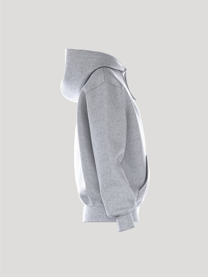 Borg Essential 1 Hoodie i Light Grey Melange (Grå) set fra siden med en løs pasform til kvinder. - Image 3