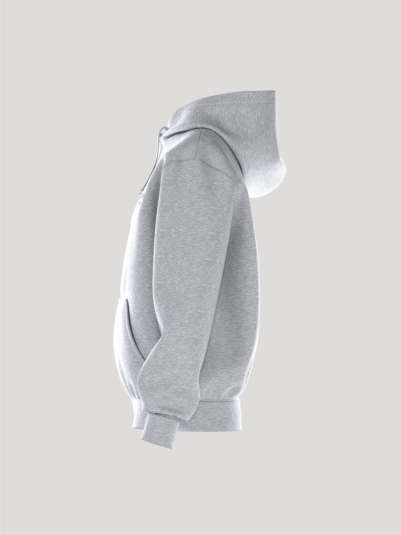 Seitenansicht des Borg Essential 1 Hoodie für Damen in Light Grey Melange (Grau) mit weichem Fleece und lockerer Passform. - Image 4