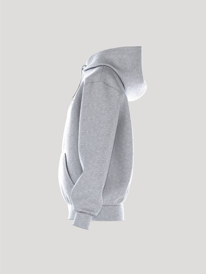 Borg Essential 1 Hoodie i Light Grey Melange (Grå) set fra siden med en stilfuld og løs pasform til kvinder. - Image 4