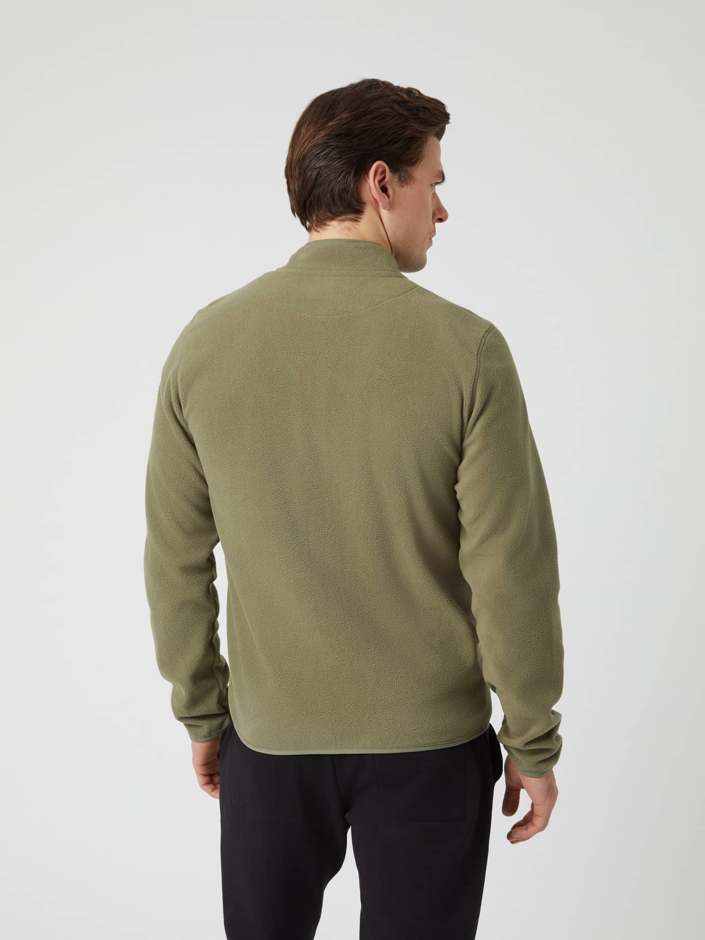 Borg Full Zip Fleece i Deep Lichen Green (Grøn) set bagfra med en stilfuld og funktionel pasform til mænd. - Image 2