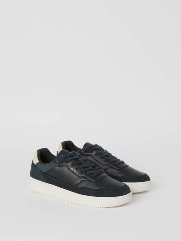 Men's Line Sneakers bleu marine en daim et cuir synthétique avec logo BORG blanc pour un style tennis.