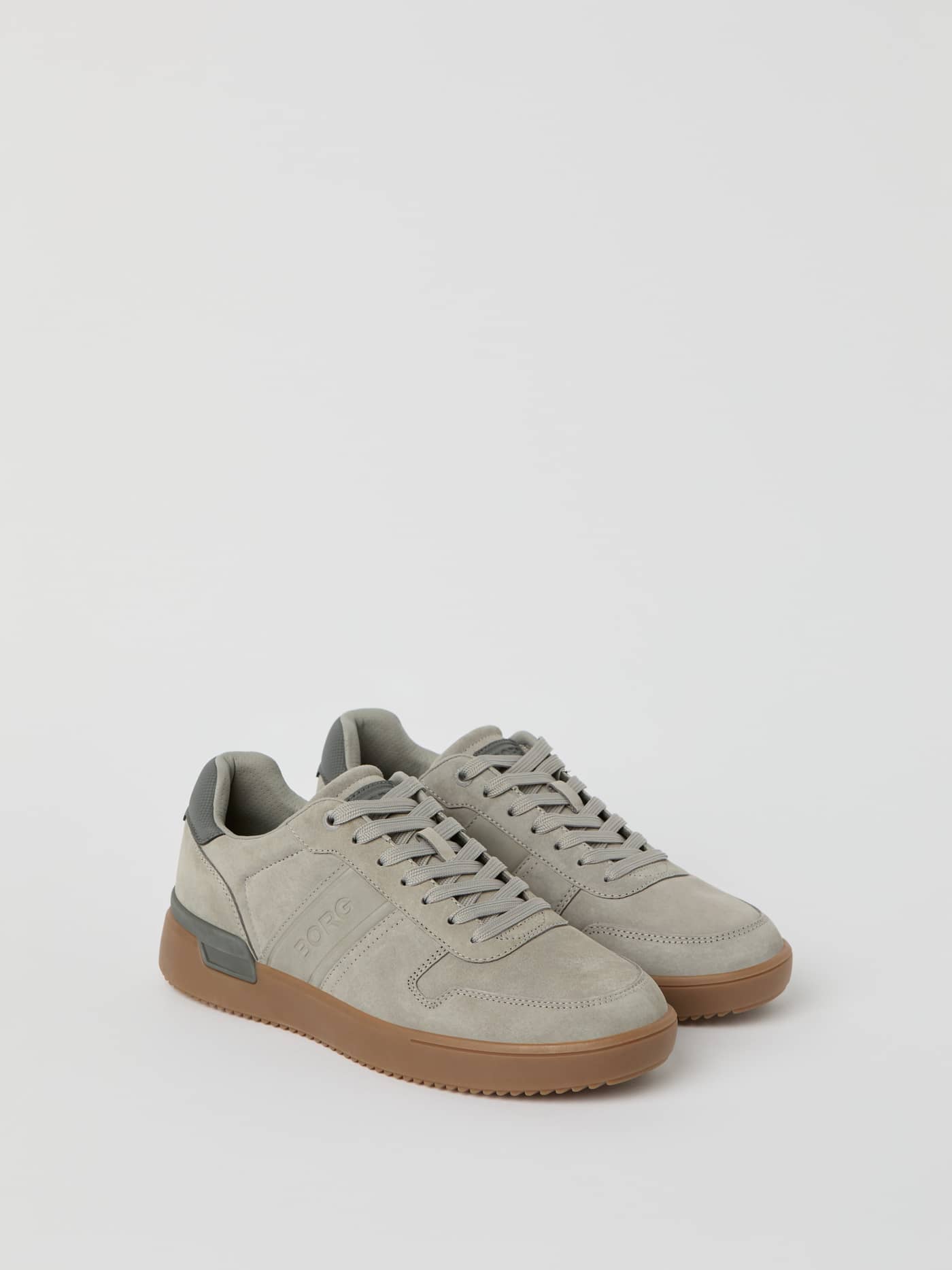 Grey Men's Spin Sneakers featuring soft suede and a gum rubber sole for a functional, tennis-inspired everyday style. - Image 1